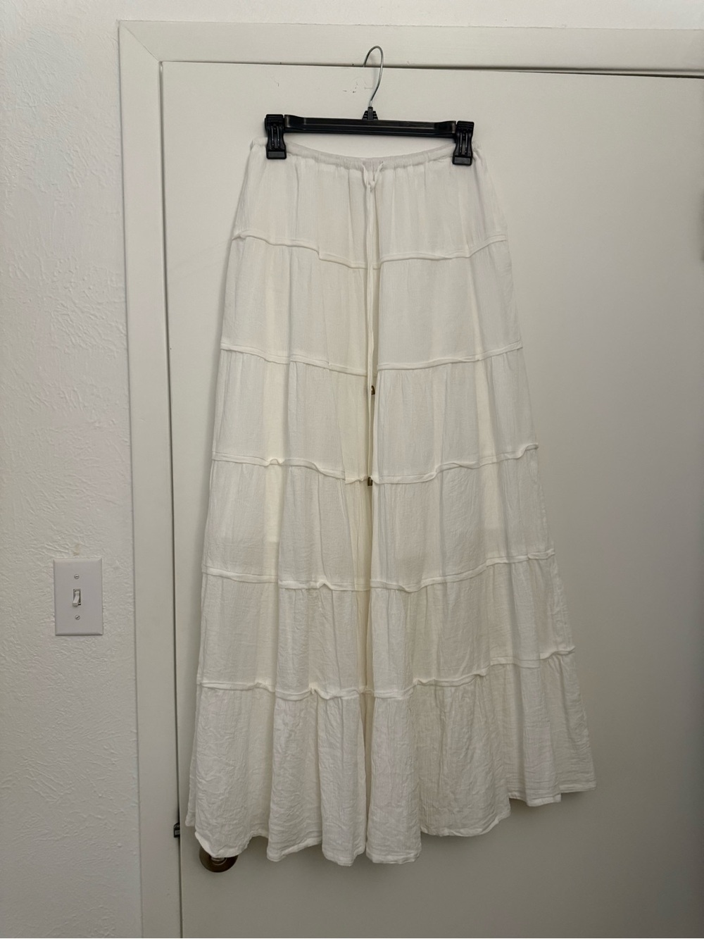 Tiered Boho Maxi Skirt in Ivory